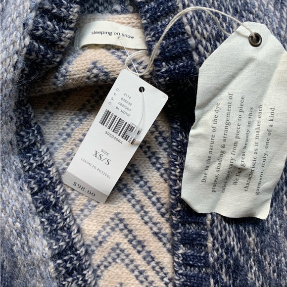 NWT Anthropologie Sleeping on Snow Cream Blue Vest XS/S - Picture 3 of 7